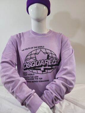 Dsquared2 Men's Purple Lavender Sweatshirt Size L 100% Authentic $585